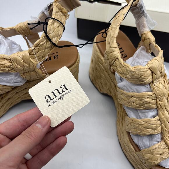 a.n.a Womens Merlin Wedge Sandals Brown Natural Size 7.5M - Picture 5 of 15